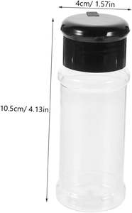 Envase de Plástico Transparente de 100 ml para Especias en Polvo, Grado Alimenticio, con Tapa Abatible Negra Tipo Mariposa - Product Image 2