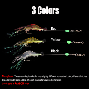 Señuelo de Pesca Realista de Camarón Artificial Suave con Anzuelo y Cordón Luminoso, Cebo para Pesca de Depredadores, 9.5cm 6g - Product Image 2
