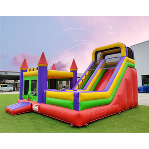Château gonflable coloré facile à installer avec toboggan et tours violettes et <span class=keywords><strong>rouge</strong></span> pour les fêtes et événements en plein air pour enfants - Product Image 3