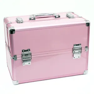 Belle valise de maquillage en aluminium de taille personnalisée avec différentes couleurs