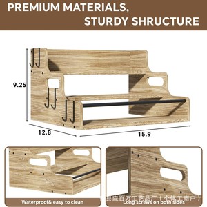 Wooden Wine <b>Bottle</b> <b>Storage</b> <b>Rack</b> 3 Tier Solid Wood Cocktail Display Stand Multifunctional Kitchen Organizer - Product Image 4