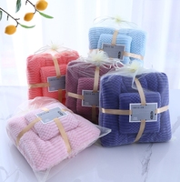 Ensemble de serviettes de bain en microfibre velours corail, épaissies, séchage rapide, couleur unie, tissées pour adultes