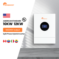 Sunboost US Standard 10kW/12kW 120V/240V Inverter Hybrid Tenaga Surya Off-Grid Split-Phase Gelombang Sinus Murni Efisiensi 99,9% untuk Tenaga Surya