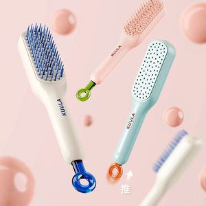 Pettine <span class=keywords><strong>Autopulente</strong></span> per Capelli da Donna Strumento per Styling da Salone Pettine Telescopico Compatto a Estrazione Singola Bianco Rosa Blu <span class=keywords><strong>Spazzola</strong></span> Portatile per Massaggio del Cuoio Capelluto - Product Image 2