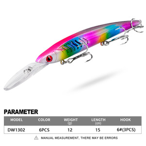 Señuelo de Pesca Tipo Minnow, 12.5g, 15.2cm, Cebo Duro de ABS con Anzuelo Triple para Pesca en Agua Salada y Dulce, Salmón, Pargo - Product Image 5