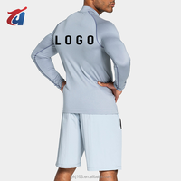 Haut de sport personnalisé pour homme, coupe ajustée, léger, séchage rapide, sans coutures, avec quart de zip, manches longues, pour fitness et entraînement