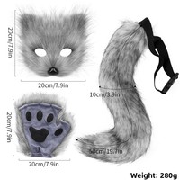 Ensemble d'accessoires pour déguisement d'Halloween fait à la main masque facial de renard artificiel gants queue de renard en peluche accessoires de cosplay d'animaux
