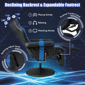 Super september Chaise de jeu inclinable à hauteur réglable pivotante pour jeux vidéo de course avec contrôleur de massage de la taille du dos - Product Image 5