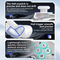 Manette de jeu mobile sans fil CM-619 RGB avec éclairage, joystick à effet Hall et vibration, compatible BT pour Switch, Steam, iOS, Android, PC et téléphone portable