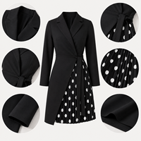 Fabricant de robes sur mesure, vêtements personnalisés, blazer noir, robe de bureau à pois pour femmes, robes plissées