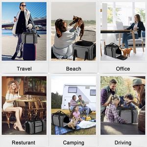 กระเป๋าใส่แมวกระเป๋าใส่สัตว์เลี้ยงแบบพับได้3ด้าน5ด้านที่ใส่สุนัข - Product Image 4