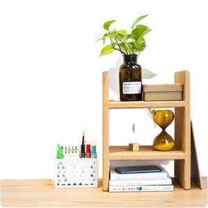 Wooden desktop bookshelf, storage rack, office <b>desk</b> organizer, dormitory <b>study</b> <b>desk</b>, multi-tiered shelf, layered storage rack - Product Image 5