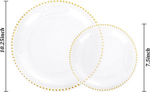 Plato Decorativo Redondo de Acrílico Transparente de 13 Pulgadas, Ecológico, Moderno y de Lujo, con Cuentas Doradas para Eventos y Cenas - Product Image 2