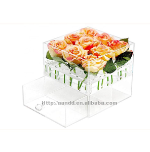 Caja Rectangular de Acrílico para Arreglos Florales, Caja de Regalo de Alta Calidad, Empaque para Rosas, Transparente, de Lujo, Plástico, OEM - Product Image 2