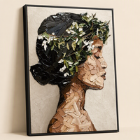Impasto Still Life Woman Profile Canvas Wall Art Hand-Painted Palette Knife Textured Art Deco Hanging Aluminum Frame Decor