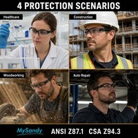 Lunettes de sécurité de prescription Mysandy OP40 ANSI Z87 anti-choc, anti-buée, en polycarbonate, UV400, carrées, vintage, verres transparents, vente en gros