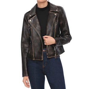 Fabricante de Chaquetas de Cuero Personalizadas, Chaqueta de Cuero Vintage de Lujo con Cierre para Mujer, Chaqueta Negra Encerada para Damas - Product Image 1