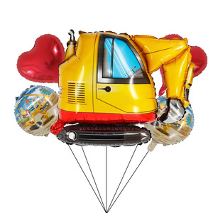 Set de Globos con Temática de Vehículos, Decoración para Fiesta de Cumpleaños de Niños, Globos de Dibujos Animados de Bulldozer, Excavadora, Grúa, Camión de Cemento y Tractor - Product Image 5