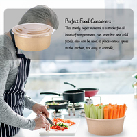 Contenants alimentaires jetables personnalisés pour restaurant, à emporter, biodégradables, bol à salade en papier de 390 cc avec couvercle