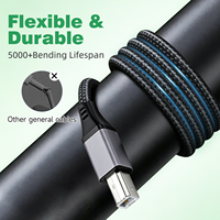 Cable USB 2.0 de Alta Calidad con Trenzado de Nailon, de USB-A Macho a USB-B Macho para Impresora, 0.5M 1M 1.5M 2M 3M 5M