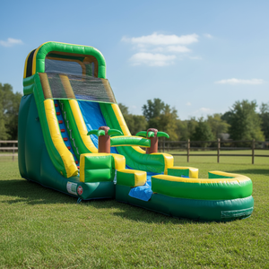 Scivolo d'Acqua Gonfiabile Tropicale per Eventi Estivi con Piscina Staccabile, Utilizzabile Bagnato o Asciutto - Product Image 1