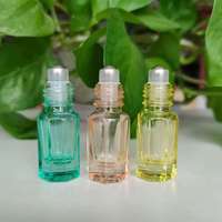 Botellas de Vidrio con Roll-On de 3ml-12ml, Envases Octogonales de Perfume de Colores, Forma Rectangular con Tapa de Bola Giratoria
