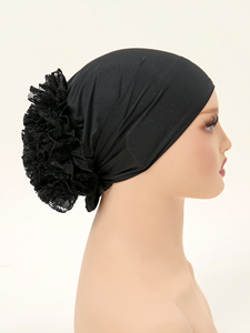 Nouveau <span class=keywords><strong>sous</strong></span>-<span class=keywords><strong>hijab</strong></span> instantané en mousseline avec dentelle florale, <span class=keywords><strong>bonnet</strong></span>, turban, foulard de tête - Product Image 5