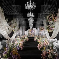 Décorations de plafond de mariage, rideau de perles de cristal suspendu, draperie ondulée en acrylique pour toile de fond et décoration de salle d'événements