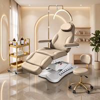 Table de soin électrique réglable avec lampe LED, lit de traitement pour salon de beauté, table de spa inclinable en cuir pour esthéticienne, vente en gros