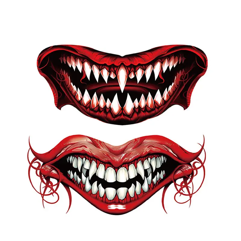 2024 New Halloween Creative Horror Big Mouth Gesicht Aufkleber Tattoo Stick Holiday Supply Spaß Make-up Party Wasserdichte Tattoo Aufkleber