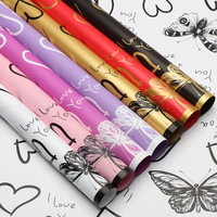 Papel de Regalo para Flores con Diseño de Mariposas, Grueso, de Doble Cara, Reciclable, Impermeable, con Acabado Perlado y Forma de Corazón