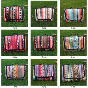 Colorful Mexican Stripes Flowers Minority Style Camping Beach Waterproof Rug Portable Outdoor Extra <b>Large</b> Picnic Blanket - Product Image 2