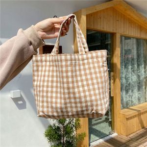 Promotional <b>Large</b> Woman Holiday Canvas Tote Fashion Grid Lady Handbags Custom Logo Shopping <b>Bag</b> - Product Image 4