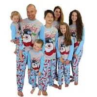 माता पिता बच्चे दो टुकड़ा लंबे बाजू पतलून कपास क्रिसमस पजामा सेट स्नोमैन प्रिंट टी शर्ट पैंट परिवार मिलान