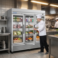 Congélateur vertical commercial en acier inoxydable à 3 portes vitrées, 1930 L, pour aliments surgelés