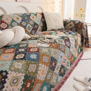 Housse de canapé universelle monobloc tout compris en <span class=keywords><strong>tissu</strong></span> chenille style bohème transfrontalier, motif plantes et fleurs pour - Product Image 1