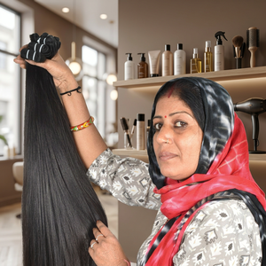 100% paquets alignés de cuticules vierges brutes couleur noir extensions de cheveux humains indiens de temple droit soyeux - Product Image 1