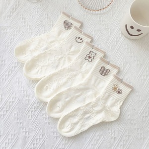 Women's Crew Socks White Cartoon Pattern Sweat Absorbing Breathable Regular Casual Socks For Autumn Winter - Product Image 1