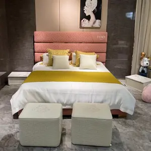 Italiaans Design Luxe Modern Bedframe Tweepersoonsbed Europese Stijl Fabriek Direct Fd Ontwerp Goud Dubbel Bed Frame Hout