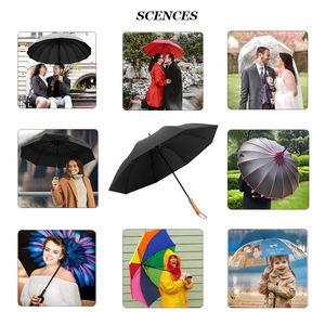 Vente directe usine – Parapluie publicitaire automatique 8 baleines écologique pour homme, avec poignée en bois, idéal pour la pluie, cadeau d'affaires, parapluie de golf avec logo - Product Image 4