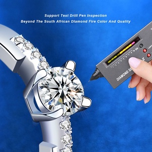 XJZ006 925スターリングシルバーパヴェ0.5カラット4爪ダイヤモンドモアッサナイトリングシングルロウブルヘッドリング女性用ジュエリー - Product Image 4