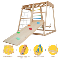 Équipement de terrain de jeu intérieur multifonctionnel, structure d'escalade en bois d'extérieur pour les jeux d'escalade intérieurs des enfants