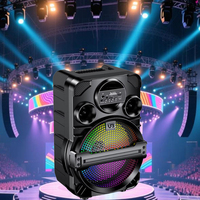 Enceinte de fête extérieure active UB 8 pouces avec basses puissantes 10W, lumière RGB, micro intégré, télécommande et batterie 1200mAh pour Bluetooth 5.0