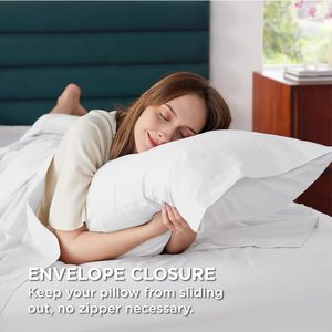 Parure de draps de qualité hôtelière 4 pièces 100% coton respirant couleur unie - Product Image 3