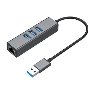Adaptateur USB C vers Ethernet 1000Mbps 4-en-1 RJ45 vers USB Gigabit Ethernet LAN adaptateur réseau pour MacBook Pro/Air
