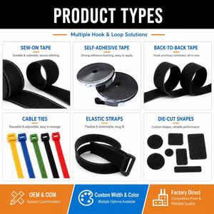 100% Nylon Self-adhesive Fabric Adjustable <b>Cable</b> Velcro Elastic Patch Velcro - Product Image 6