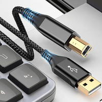 Jaket nilon kabel Data USB B 2.0 1m kualitas tinggi Braid Shielding harga pabrik kompatibel HP Dell Brother Lexmark
