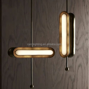 Hiện đại cổ điển nhà khách sạn trang trí tuyến tính thủy tinh và đồng thau ánh sáng mặt dây chuyền <span class=keywords><strong>Frosted</strong></span> <span class=keywords><strong>Glass</strong></span> Chụp đèn ánh sáng mặt dây chuyền - Product Image 4