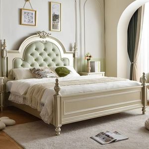 Cama de Madera Maciza Estilo Princesa 1500mmx2000mm 1800mmx2000mm, Madera de Caucho, Lujo Ligero Americano, Cama Doble para Dormitorio Principal - Product Image 2