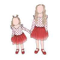 Gaun Tutu Anak Little Glow Kids Lengan Panjang Custom dengan Lipatan Ruffle 2 Lapis Tulle dan Lengan Mengembang Tulle